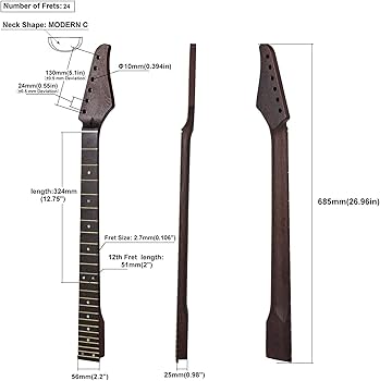 Amazon | 24フレット ギターネック ウェンジネック ウェンジフレット